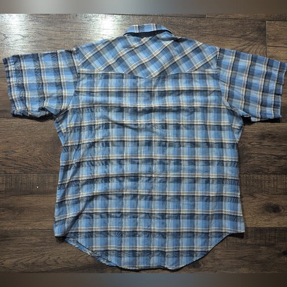 Ely Cattleman Blues Pearl Snap Shirt Men's Sz XXL Cowboy Western Short Sleeve - Picture 13 of 15